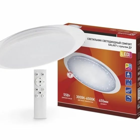 Светильник светодиодный COMFORT GALAXY 55Вт 230В 3000-6500K 4400Лм 450x70мм с пультом ДУ IN HOME